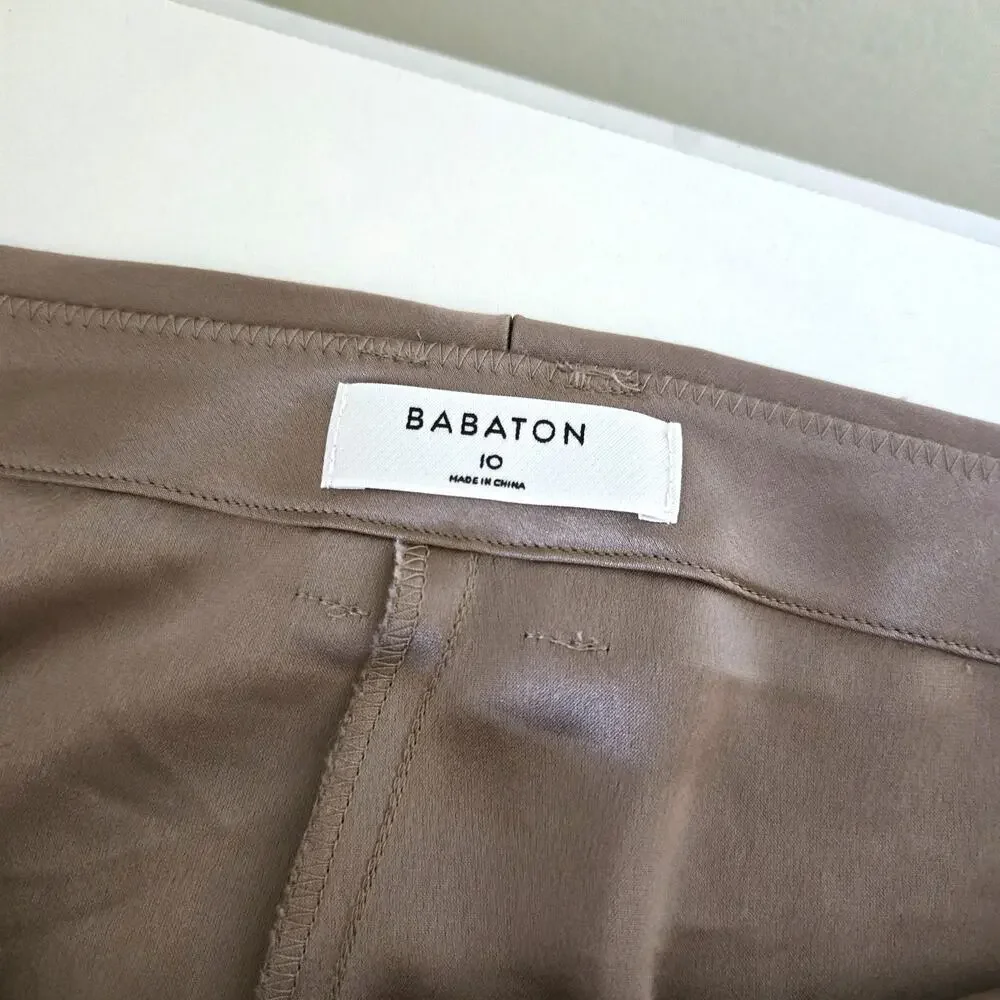 Babaton Aritzia Size 10 Champagne Taupe Refined Satin Cargo Wide Leg Pants - Picture 7 of 10